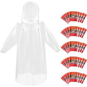 Disposable Rain Ponchos Waterproof PE Raincoat Adults Youth Camping Emergency Pa